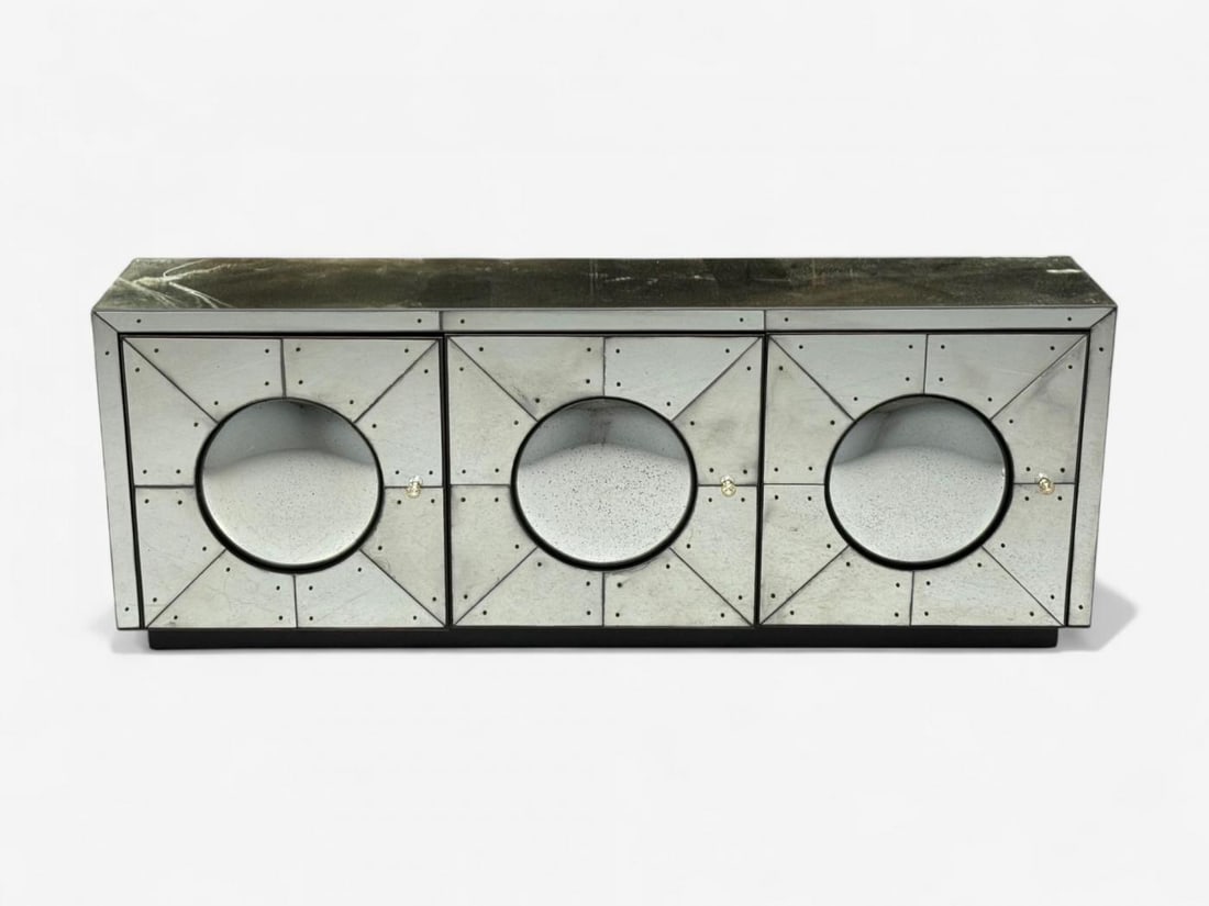 Art Deco Style, Painted Wood, Antique Glass, Mirrored Sideboard or Credenza - 3