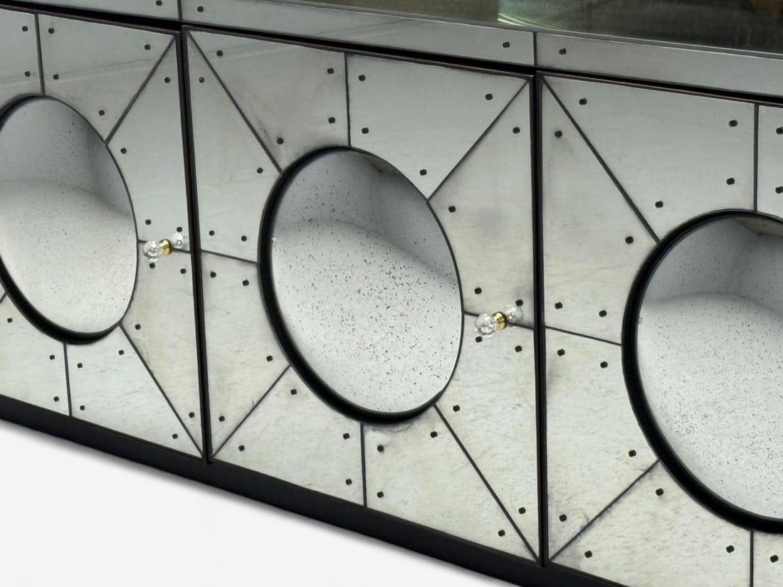 Art Deco Style, Painted Wood, Antique Glass, Mirrored Sideboard or Credenza - 4