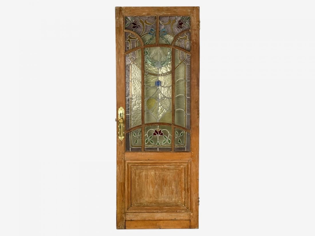 Neoclassical, Wood, Art Glass, Large Stained Glass Doors, Italy, 1930s - 4