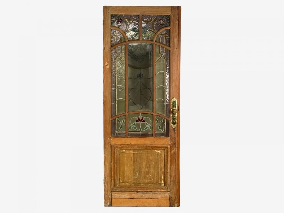 Neoclassical, Wood, Art Glass, Large Stained Glass Doors, Italy, 1930s - 5