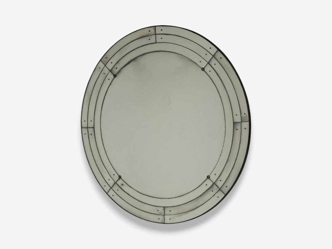 Art Deco Style, Antique Glass, Painted Wood, Round Venetian Wall Mirrors - 3