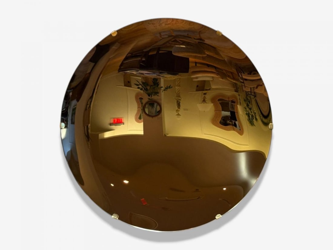 Contemporary, Concave Glass, Brass, Black Modern Space Age Wall Mirror - 11