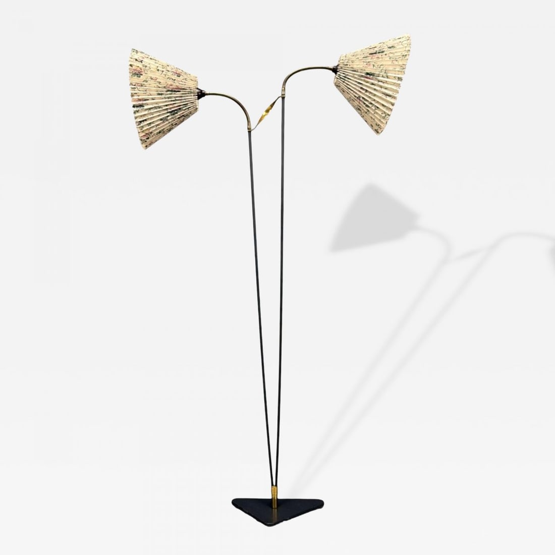Swedish Modern, Lacquered Metal, Brass, Paper, Sweden, 1900s: Title: Swedish Modern, Lacquered Metal, Brass, Paper, Sweden, 1900s Description: "Swedish Mid-Century Modern, Lacquered Metal, Brass, Paper, Sweden, 1900s An adjustable floor lamp designed and produce