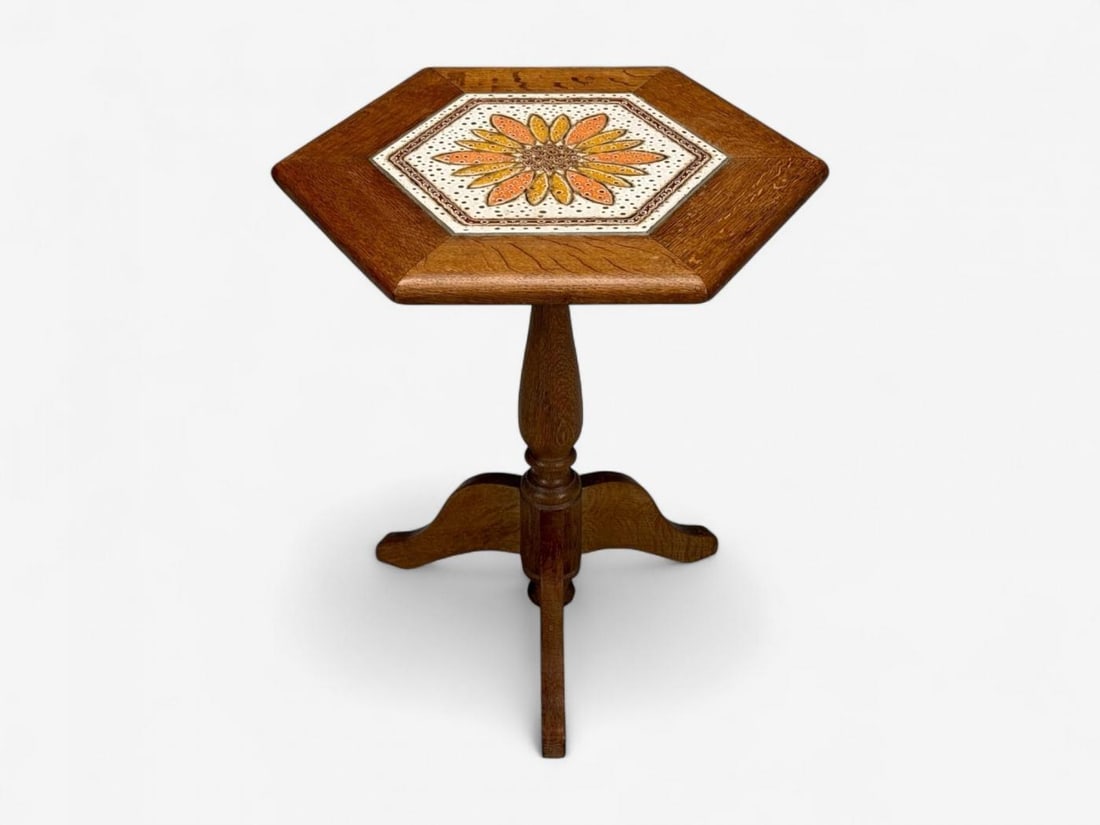 Danish Modern, Oak, Ceramic, Side Table, Denmark, 1975 - 2