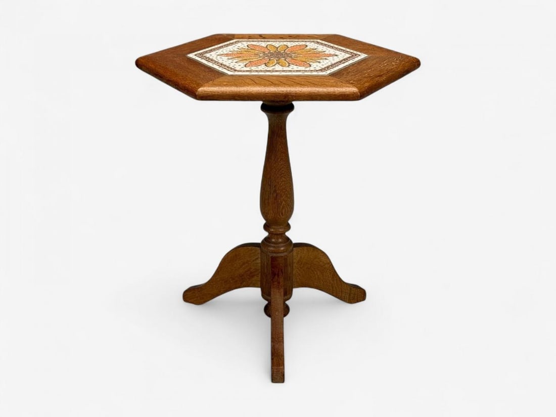 Danish Modern, Oak, Ceramic, Side Table, Denmark, 1975 - 9