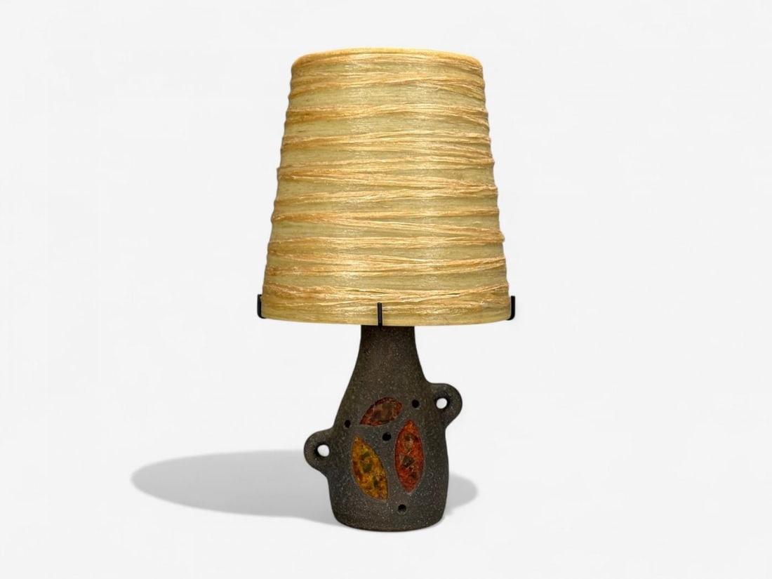 Accolay, Ceramic, Stained Glass, Spun Resin, Table Lamp, France, 1960s - 2