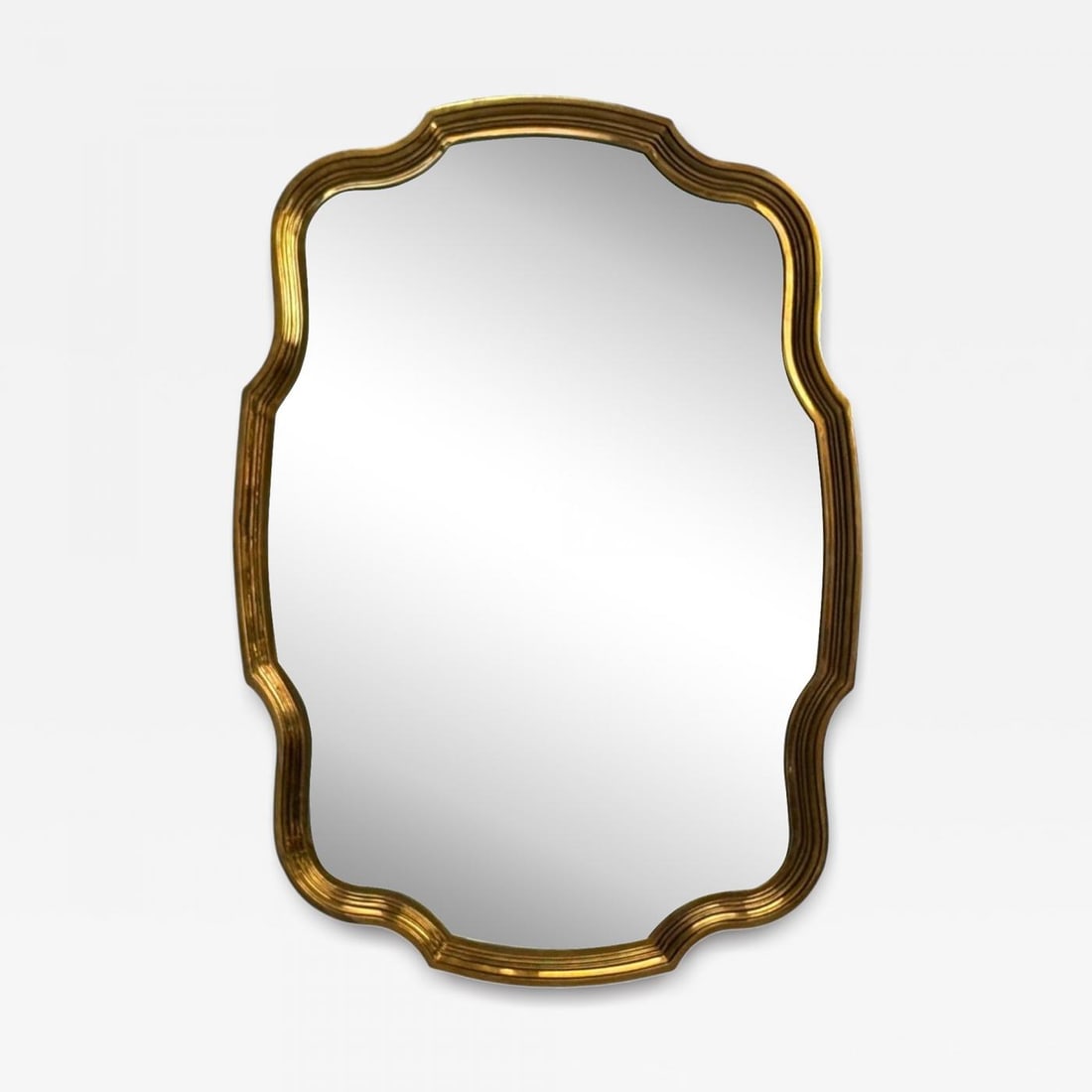 Hollywood Regency Style, Bronze, Scalloped Wall Mirror, USA, 1950s (1 of 8)
