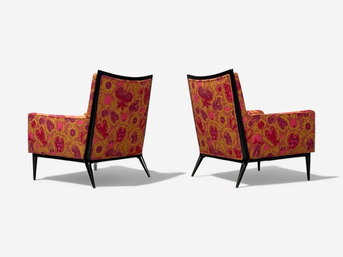 Paul McCobb, Ebonized Wood, Fabric, Lounge Chairs, USA, 1950s - 7