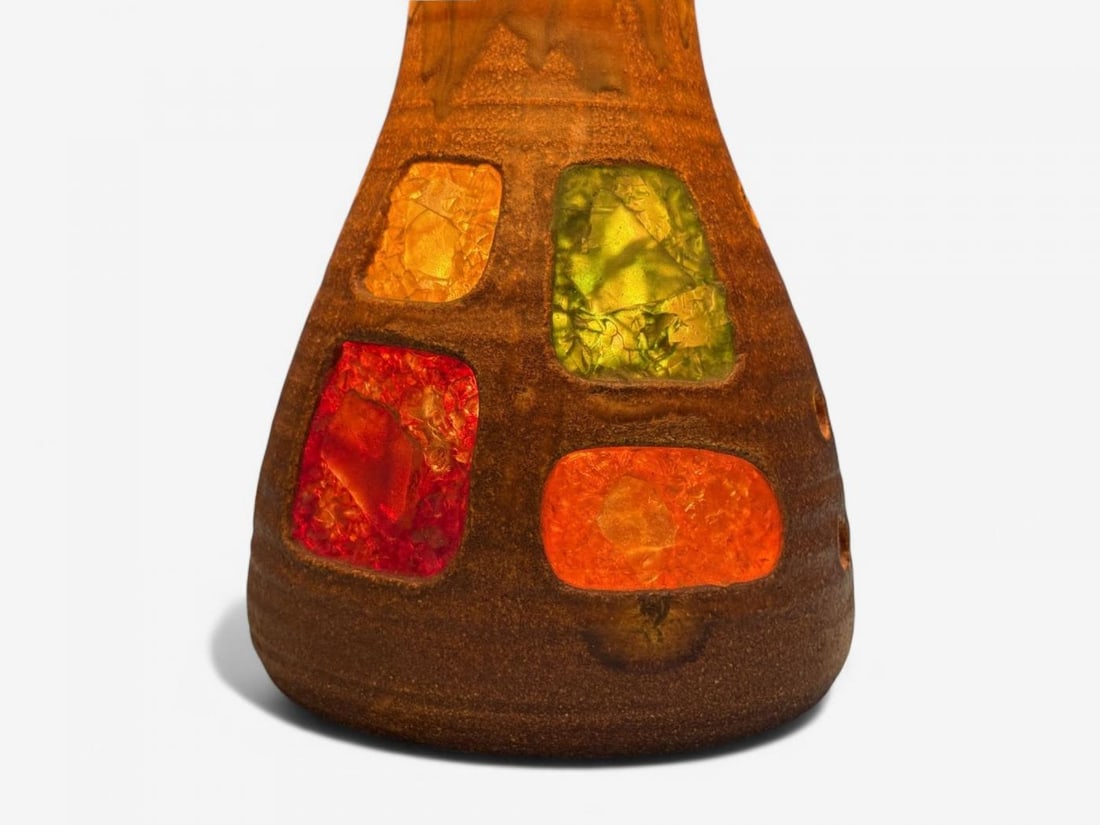 Accolay, Ceramic, Stained Glass, Spun Resin, Table Lamp, France, 1960s - 9