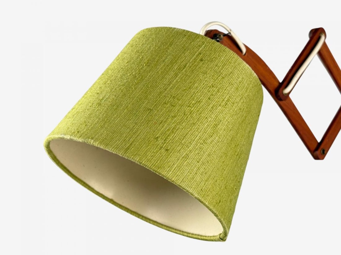 Aro Leuchten, Teak, Brass, Fabric, Scissor Wall Light, Germany, 1960s - 5