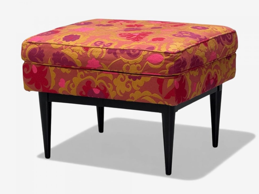 Paul McCobb, Ebonized Wood, Fabric, Ottoman, USA, 1950s - 3