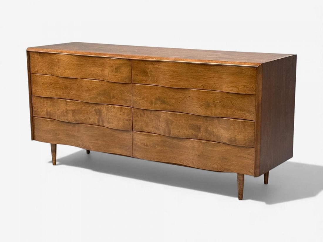 Edmond J Spence, Swedish Modern, Maple, Rare Wave Dresser, 1950s - 4