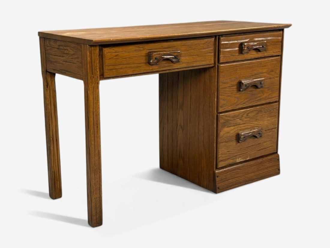 A. Brandt Ranch Oak, Oak, Writing Desk and Chair, USA, 1950s - 5
