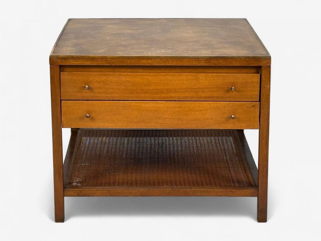 Paul McCobb, Leather, Cane, Brass, Side Table, USA, 1950s - 3