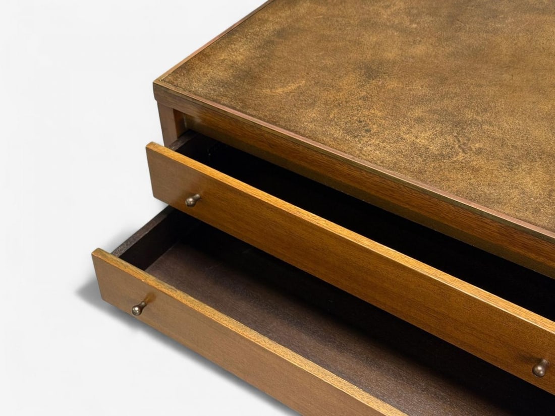 Paul McCobb, Leather, Cane, Brass, Side Table, USA, 1950s - 6