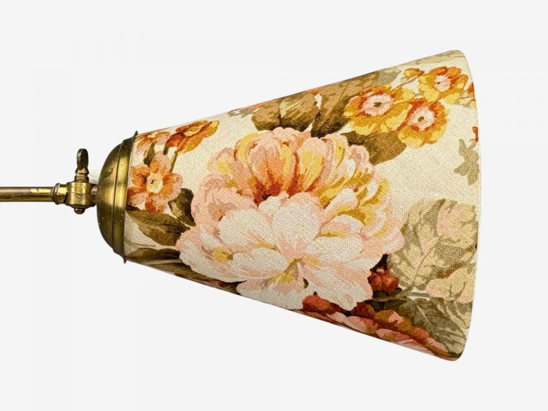 Corona Belysning, Floor Lamp, Wood, Brass, Fabric, Sweden, 1940s - 11