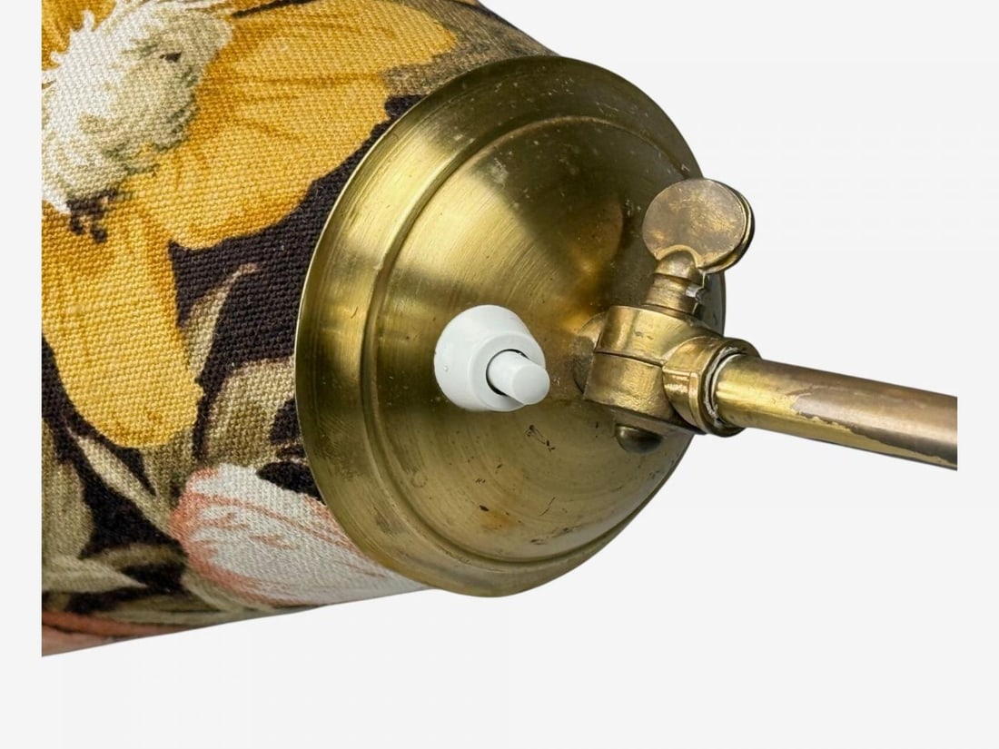 Corona Belysning, Floor Lamp, Wood, Brass, Fabric, Sweden, 1940s - 7