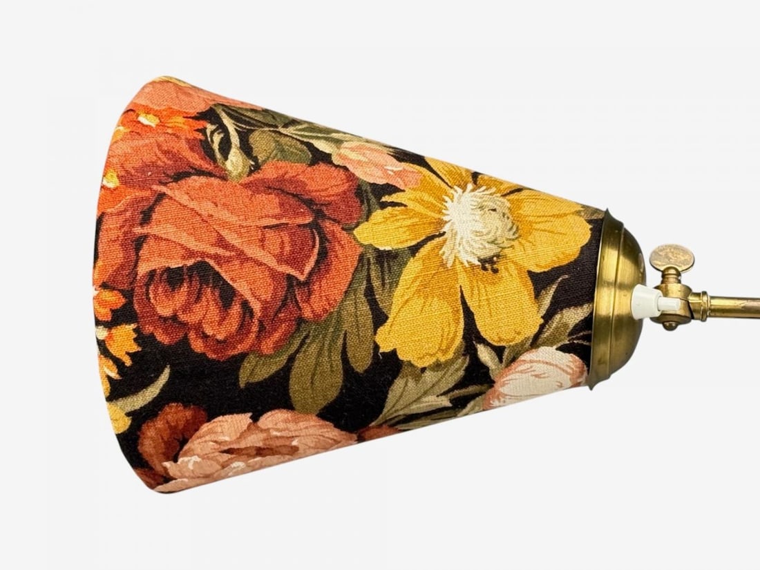 Corona Belysning, Floor Lamp, Wood, Brass, Fabric, Sweden, 1940s - 8