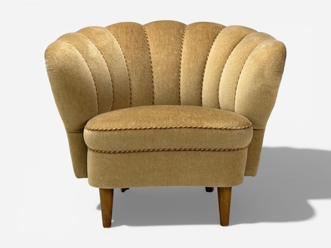 Finnish Modern, Lounge Chairs, Beige Velvet, Wood, Finland, 1950s - 9