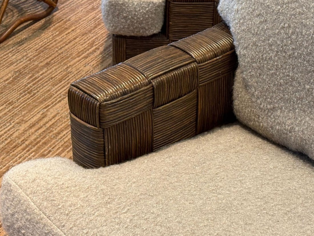 John Hutton, Woven Cane, Mahogany, Oversized Lounge Chairs, USA, 1990s - 10