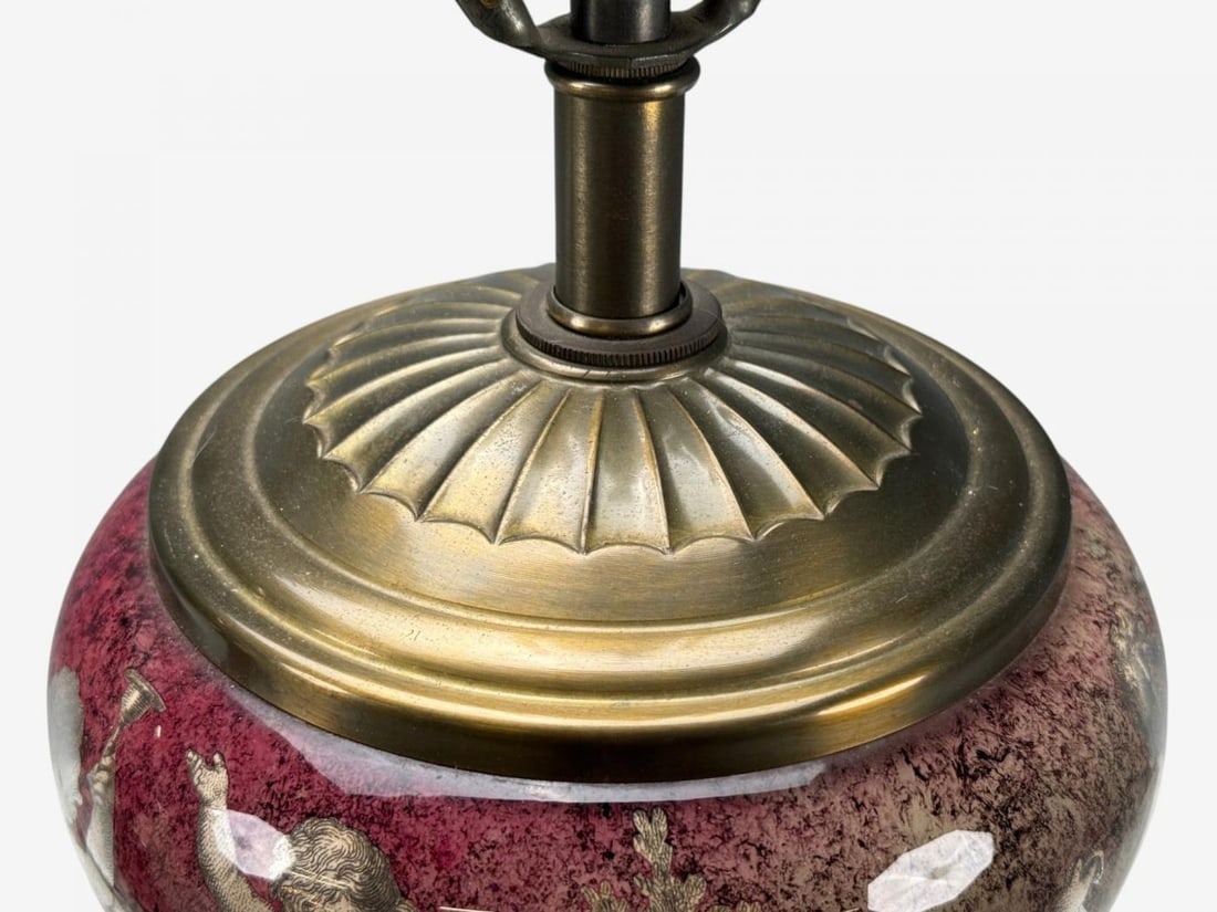 Neoclassical, Cranberry Glass, Decoupage Cherub Table Lamps, USA, 1930s - 6