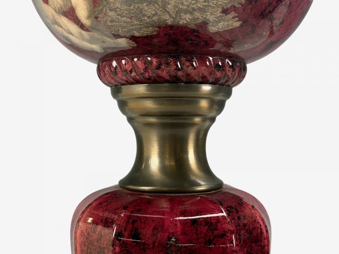 Neoclassical, Cranberry Glass, Decoupage Cherub Table Lamps, USA, 1930s - 7