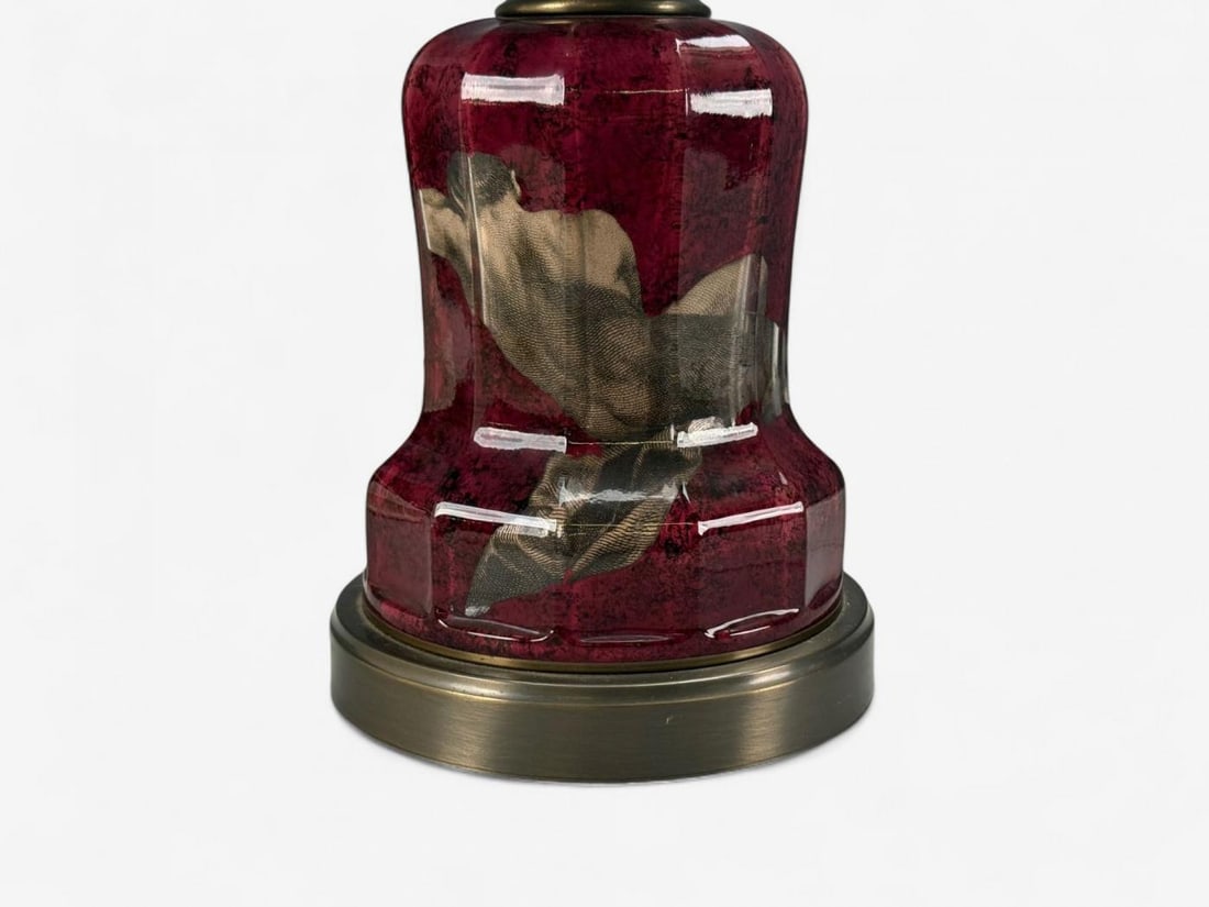 Neoclassical, Cranberry Glass, Decoupage Cherub Table Lamps, USA, 1930s - 9