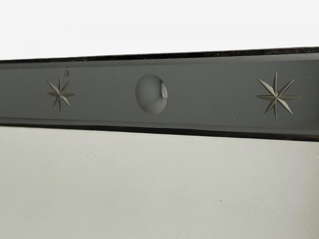 American Modern, Etched Glass, Grey Shadowbox Mirror, USA, 1980s - 4