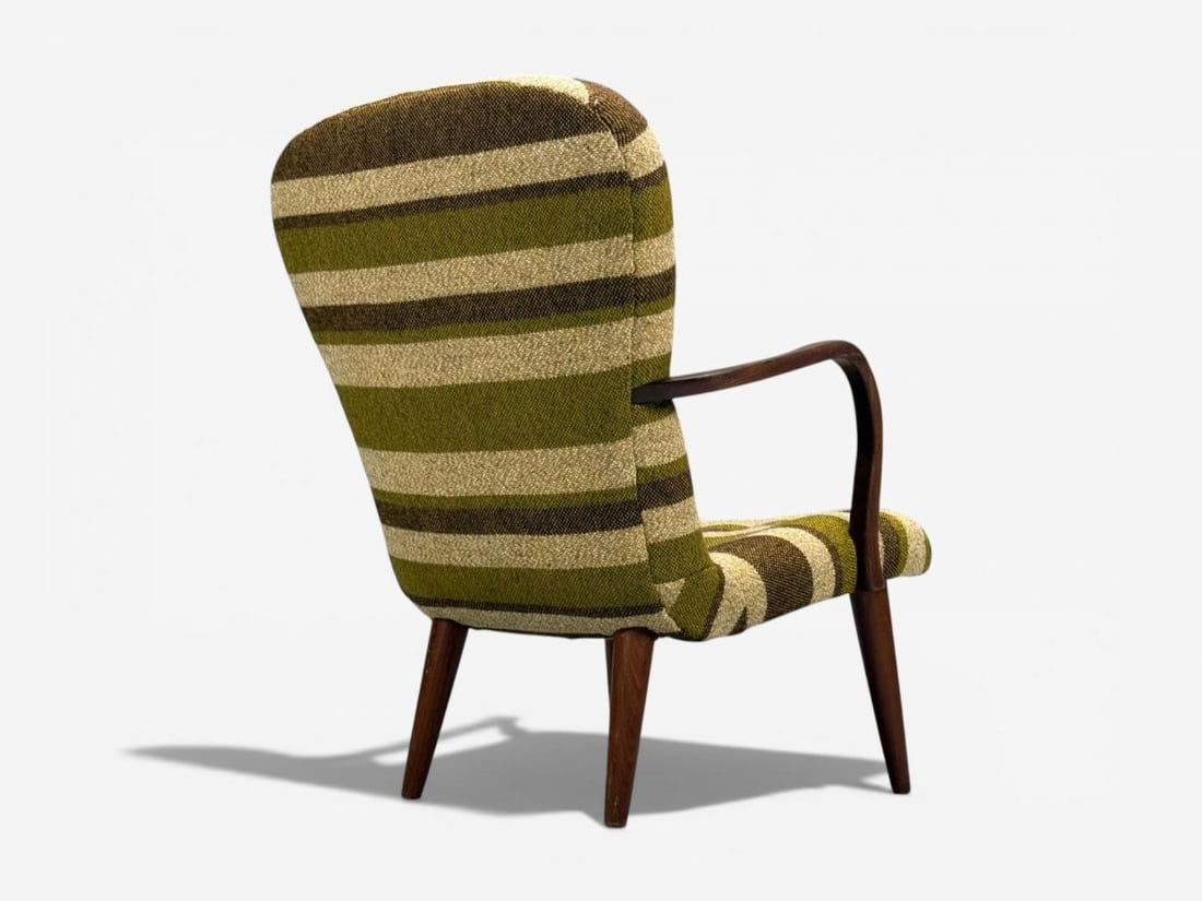 Philip Arctander Style, Lounge Chair, Wool, Walnut, Denmark, 1940s - 10