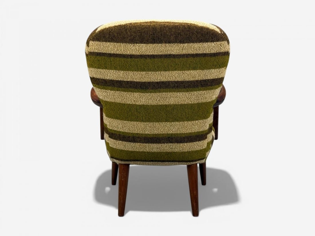 Philip Arctander Style, Lounge Chair, Wool, Walnut, Denmark, 1940s - 11