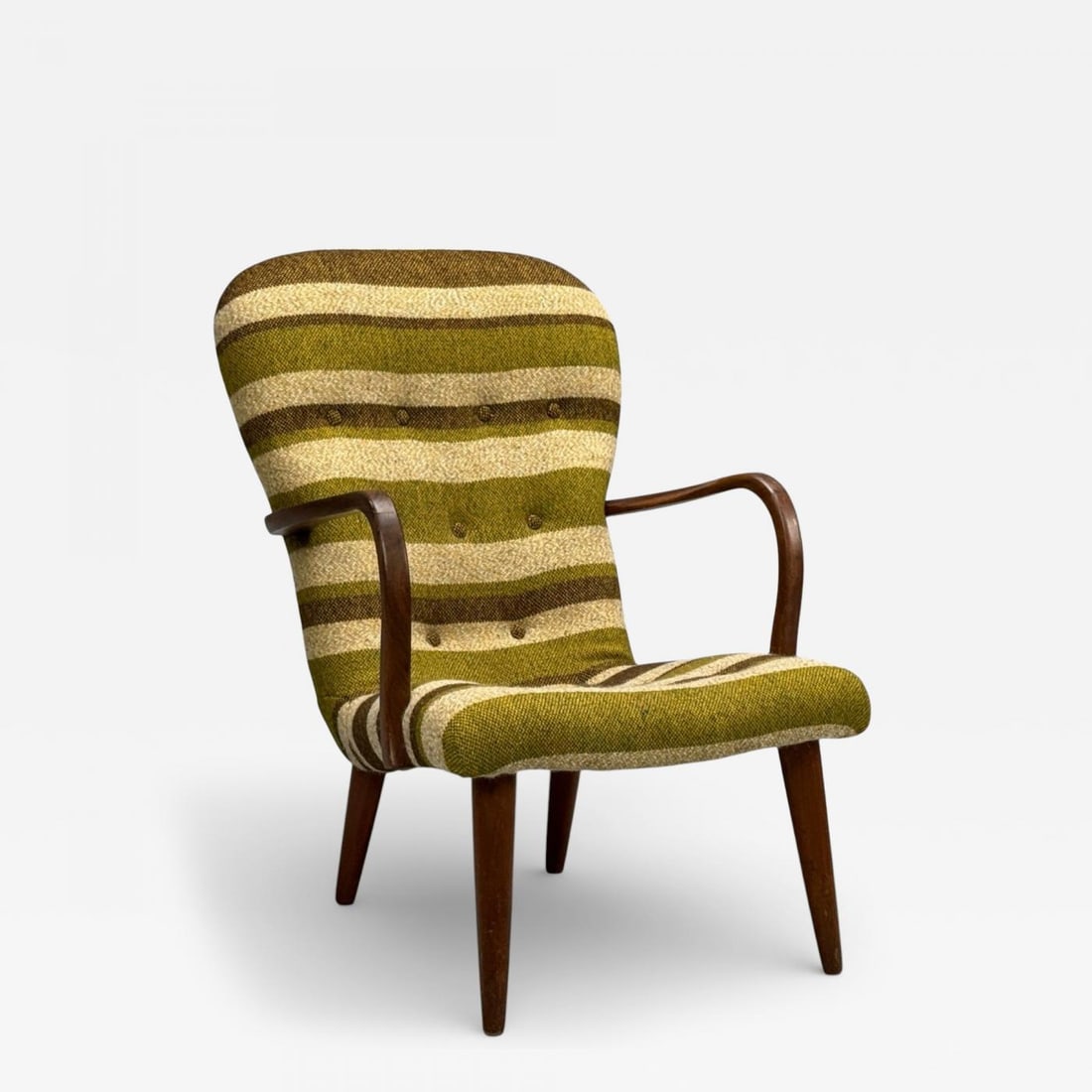 Philip Arctander Style, Lounge Chair, Wool, Walnut, Denmark, 1940s (1 of 11)
