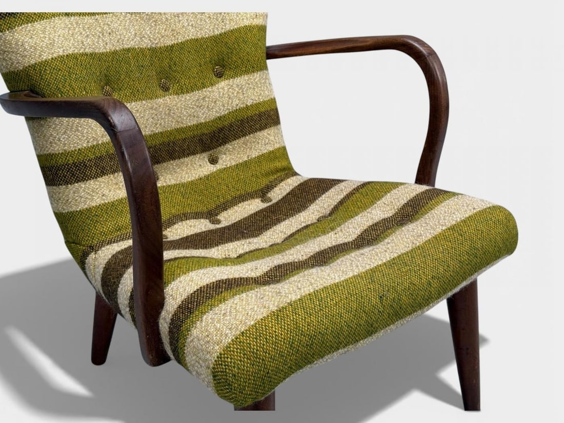 Philip Arctander Style, Lounge Chair, Wool, Walnut, Denmark, 1940s - 6