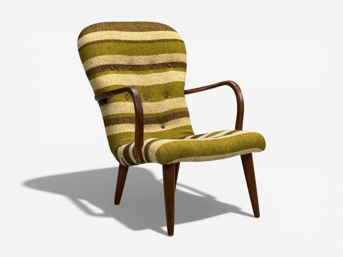 Philip Arctander Style, Lounge Chair, Wool, Walnut, Denmark, 1940s - 8