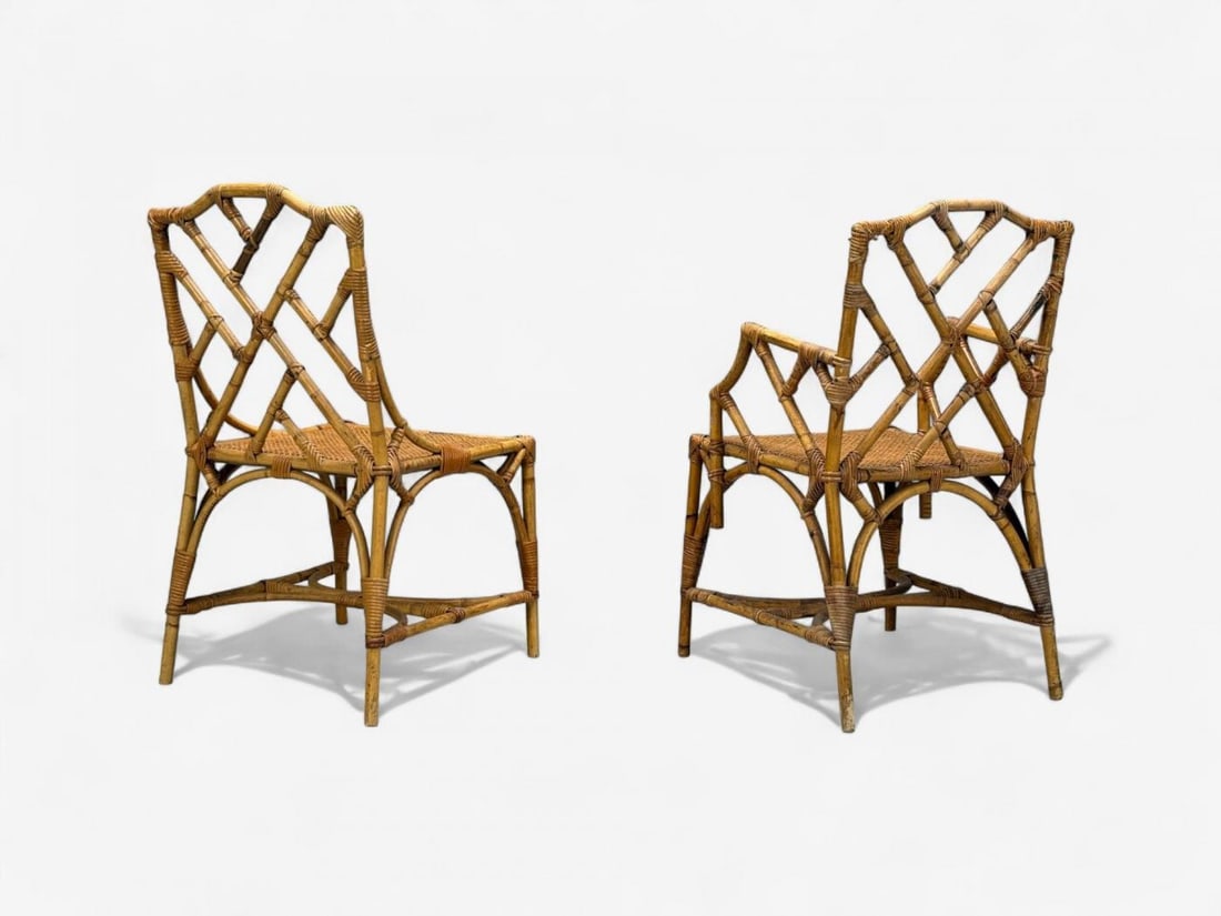 Dal Vera, Italian Modern, Bamboo, Cane, Six Dining Chairs, Italy, 1950s - 12