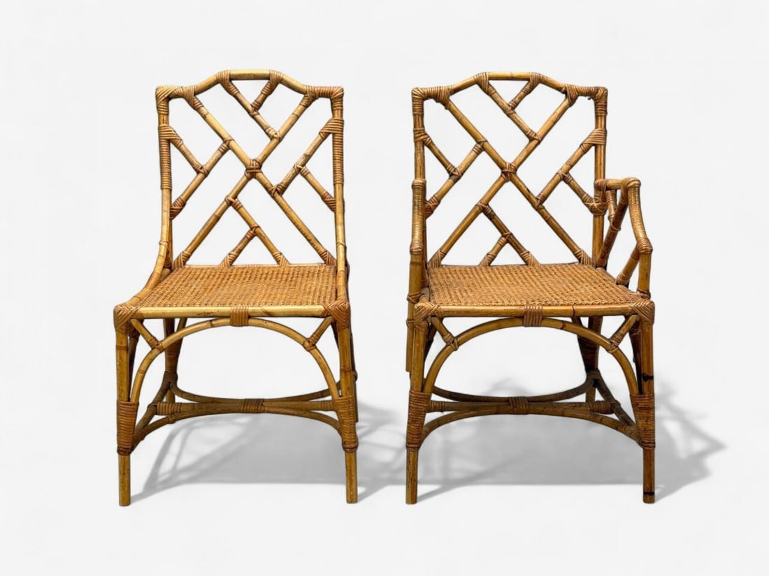 Dal Vera, Italian Modern, Bamboo, Cane, Six Dining Chairs, Italy, 1950s - 6