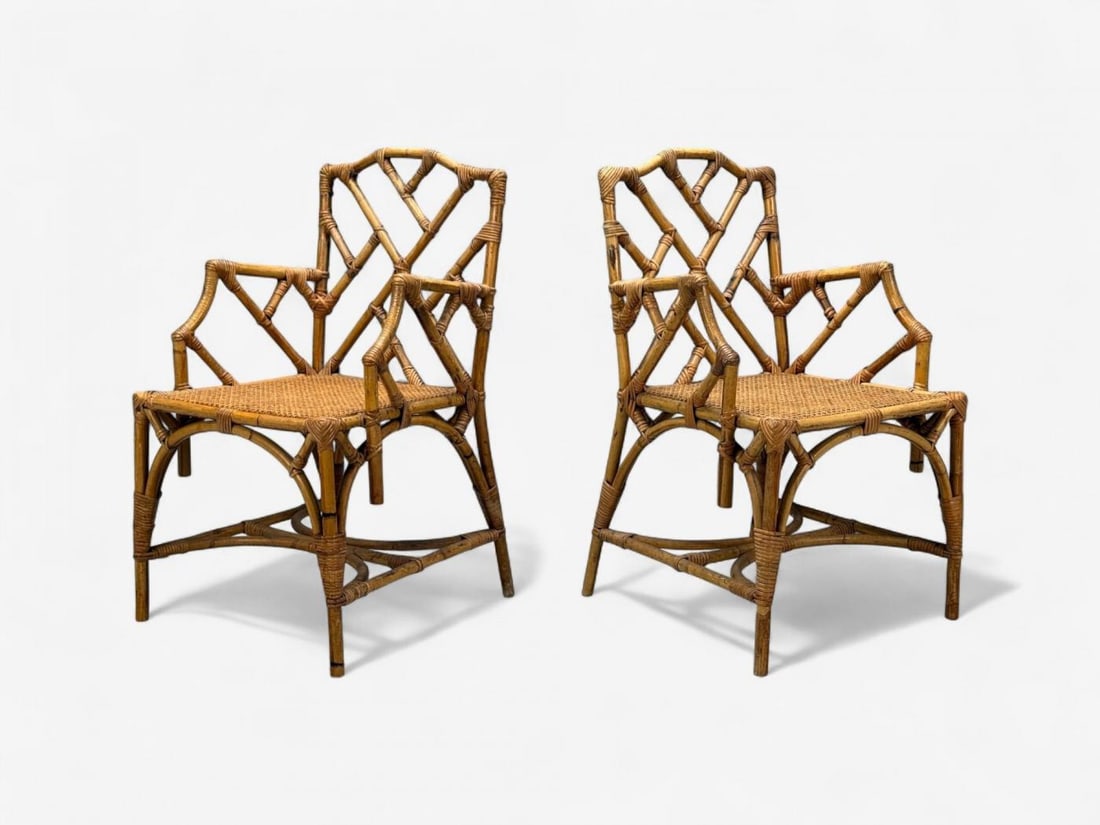 Dal Vera, Italian Modern, Bamboo, Cane, Six Dining Chairs, Italy, 1950s - 8