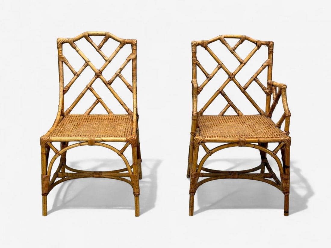 Dal Vera, Italian Modern, Bamboo, Cane, Six Dining Chairs, Italy, 1950s - 9