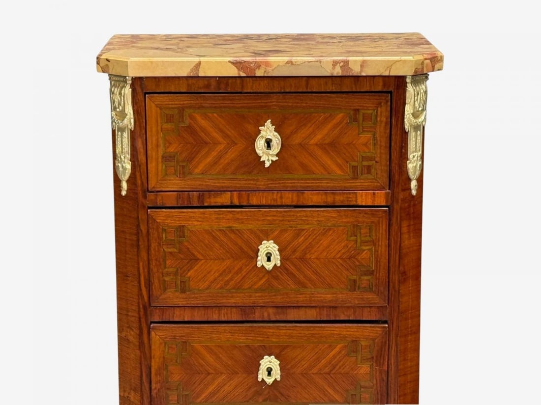 Louis XV Style, Tulipwood, Marquetry, Marble, Lingerie Chests, France, 1910s - 9