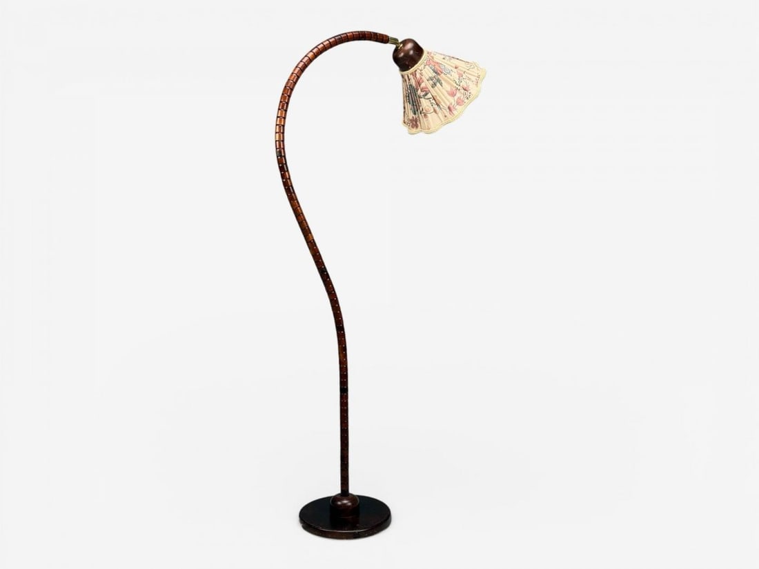 Markslöjd Attribution, Floor Lamp, Stained Wood, Fabric, Sweden, 1970s - 4