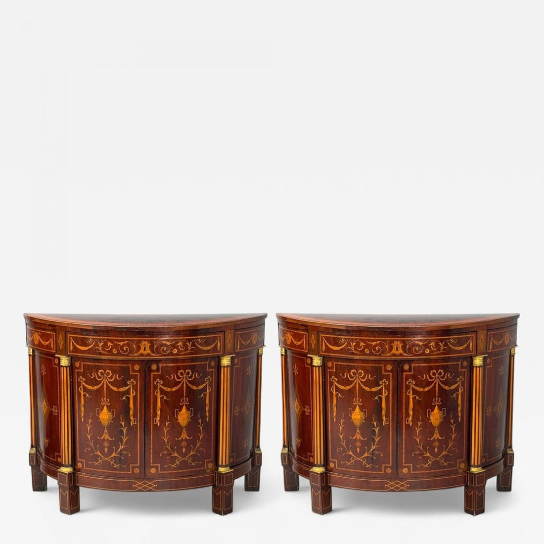 Italian Neoclassical, Marquetry, Satinwood, Demilune Chests, Italy, 19th c.: Title: Italian Neoclassical, Marquetry, Satinwood, Demilune Chests, Italy, 19th c. Description: "Italian Neoclassical, Marquetry, Satinwood, Demilune Chests, Italy, 19th c. Exceptionally rare to find