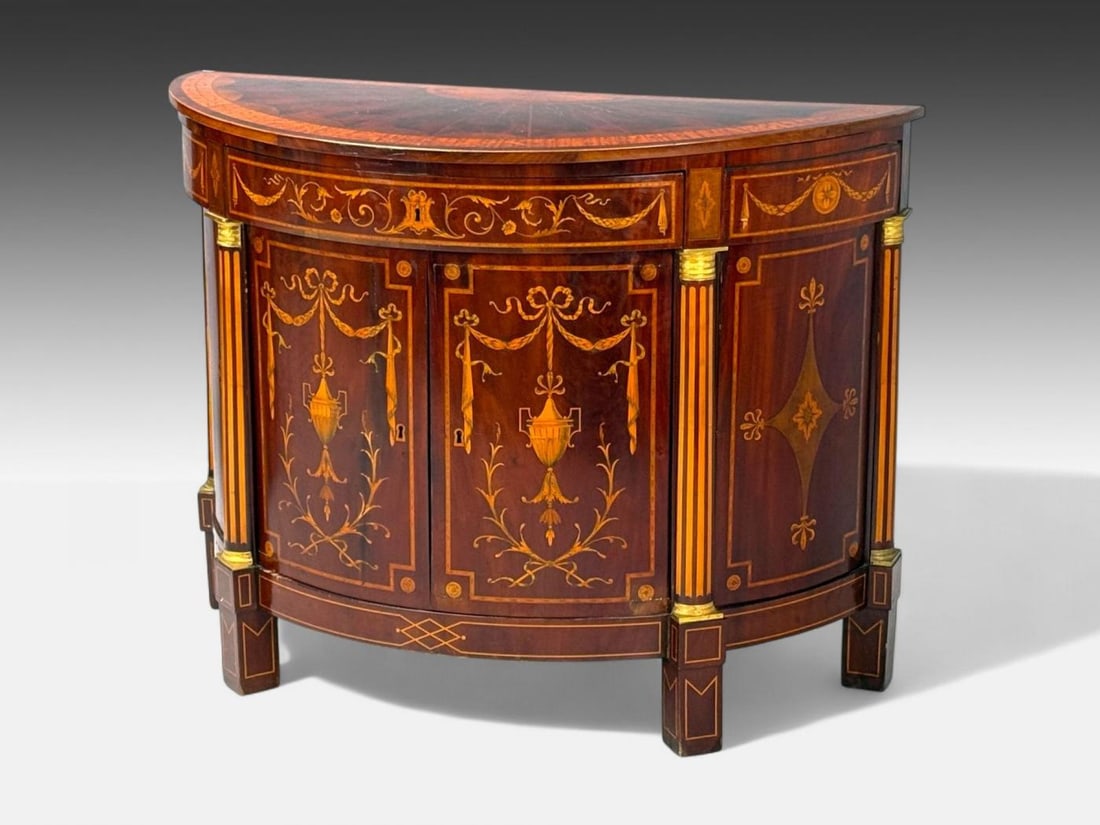 Italian Neoclassical, Marquetry, Satinwood, Demilune Chests, Italy, 19th c. - 3