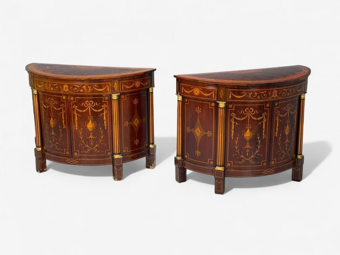 Italian Neoclassical, Marquetry, Satinwood, Demilune Chests, Italy, 19th c. - 5