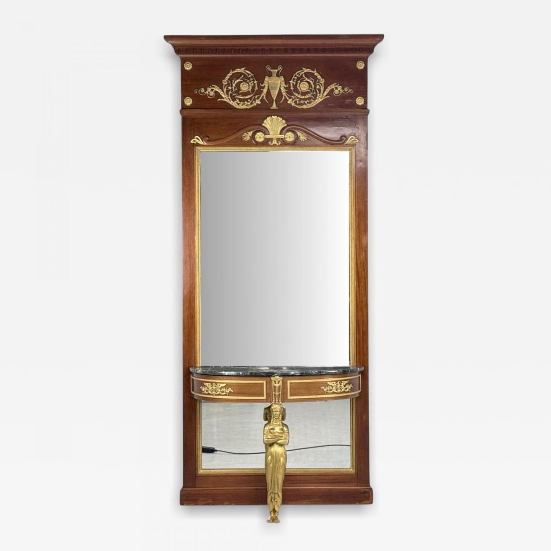 Empire Revival, Mahogany, Bronze, Monumental Mirror and Console, France, 19th c. (1 of 12)