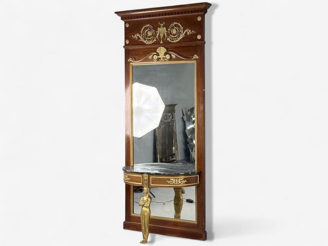 Empire Revival, Mahogany, Bronze, Monumental Mirror and Console, France, 19th c. - 3