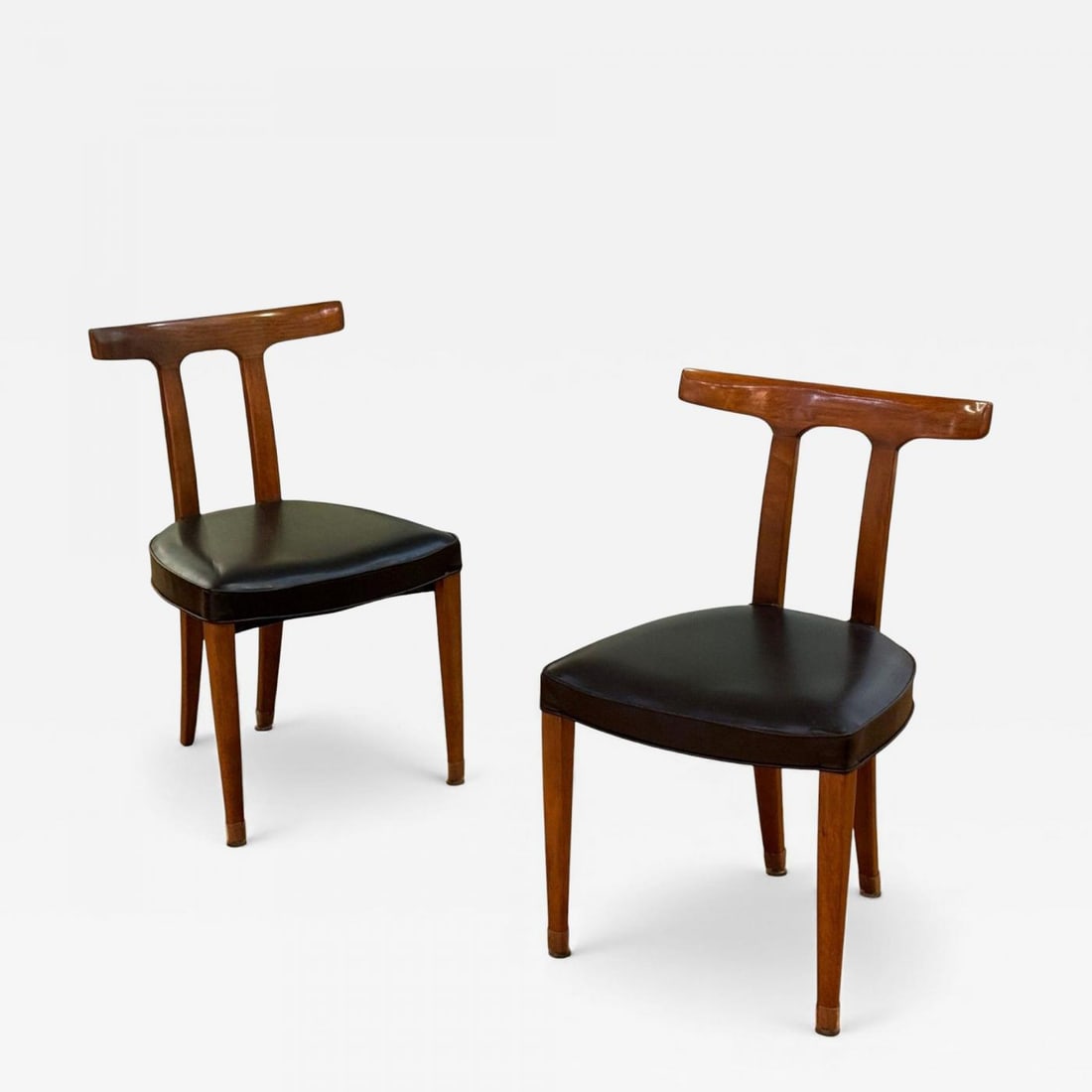 Ole Wanscher, Teak, Leatherette, T-Back Occasional Chairs, Denmark, 1960s (1 of 12)