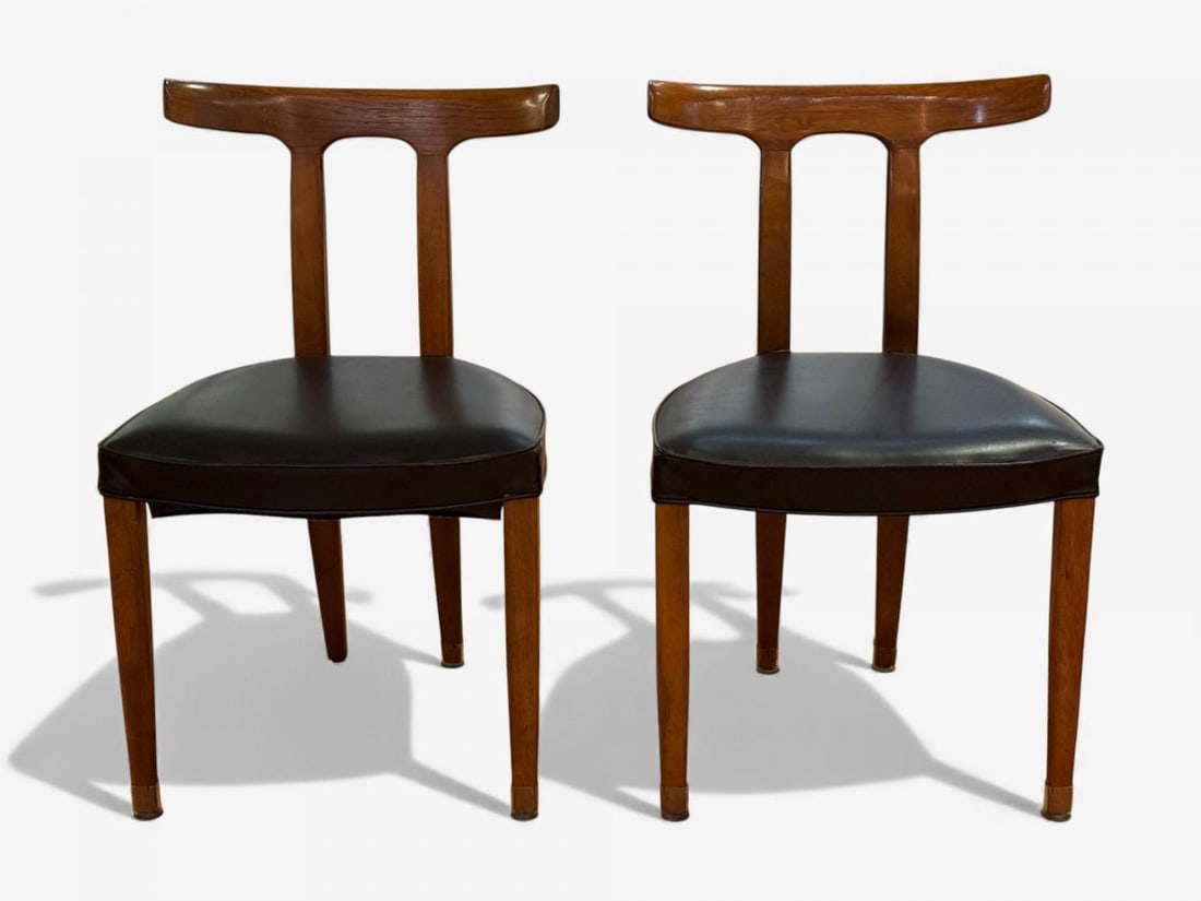 Ole Wanscher, Teak, Leatherette, T-Back Occasional Chairs, Denmark, 1960s - 3