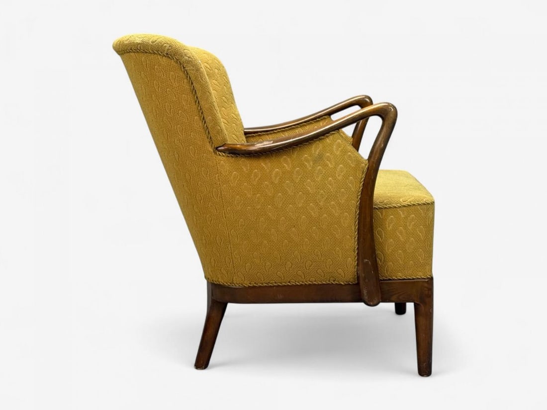 Slagelse Mobelvaerk, Fabric, Wood, Sculptural Arm Chair, Denmark, 1960s - 6