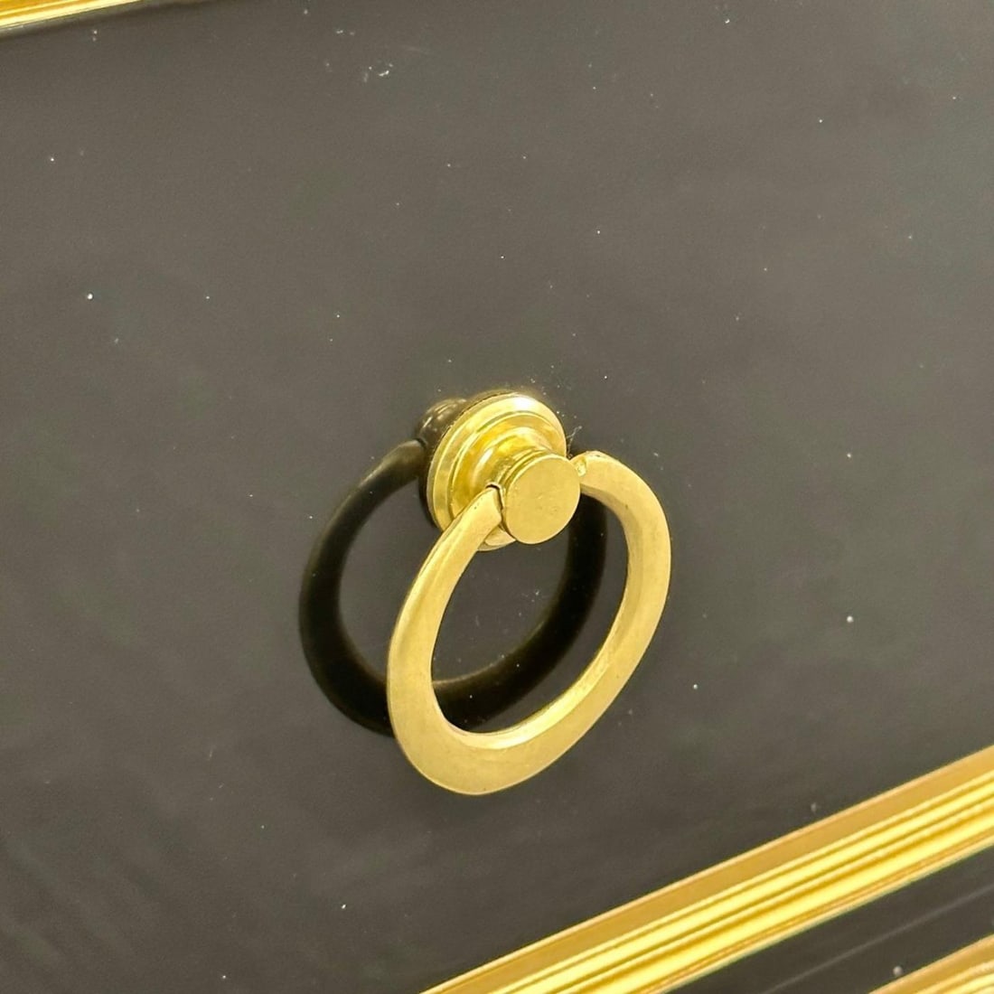 Dorothy Draper Style, Hollywood Regency, Black Lacquer, Gilt, Brass, Commodes - 10