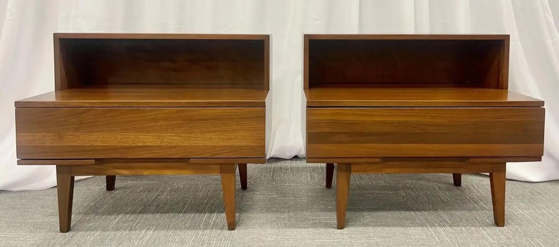 Pair Mid-Century Modern Step End Tables/Nightstands, Nakashima Style, American - 2