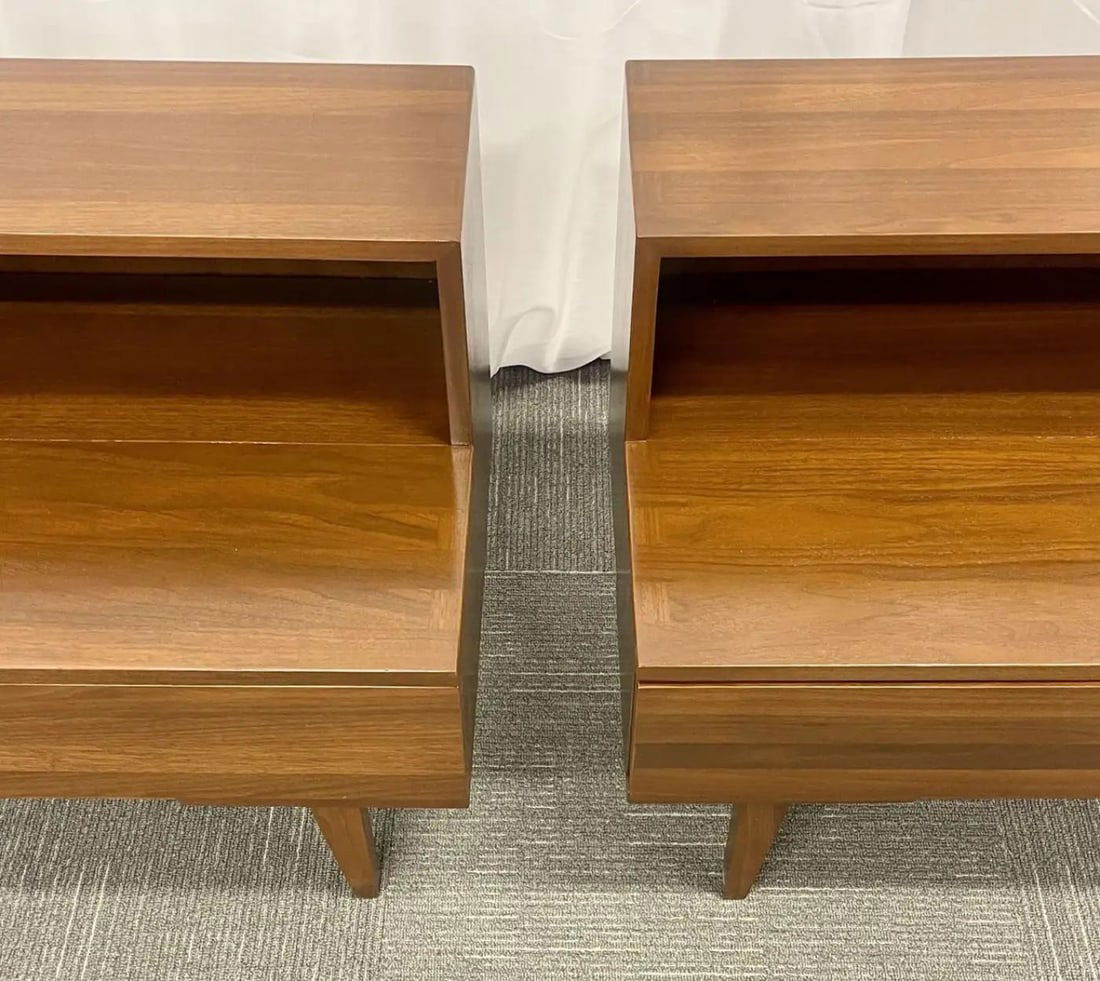 Pair Mid-Century Modern Step End Tables/Nightstands, Nakashima Style, American - 4